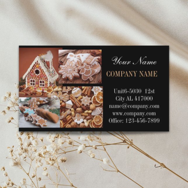 Gingerbröd jul Julkaka bakverk Visitkort (gingerbread house Christmas cookie bakery Business Card)