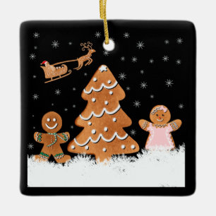 Gingerbröd jul Kväll Julgransprydnad Keramik