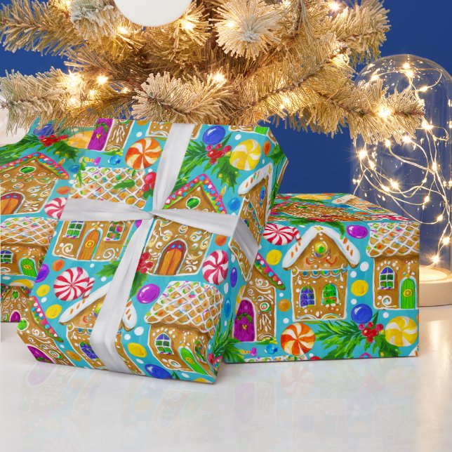 Gingerbröd jul mönster presentpapper (Helgdagar)