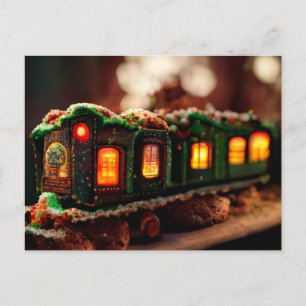 Gingerbröd jul tåg vykort
