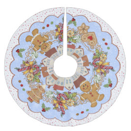 Gingerbröd, julblå Treeskirt Julgransmatta Borstad Polyester