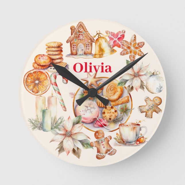 Gingerbröd Juldag Party Rund Klocka (Framsida)