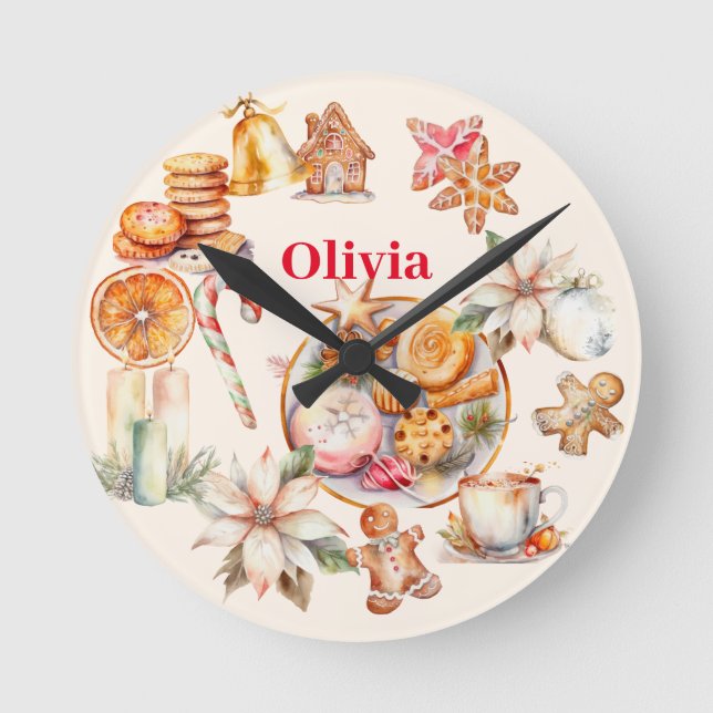 Gingerbröd Juldag Party Rund Klocka (Framsida)