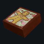 Gingerbröd Julens Smyckeskrin<br><div class="desc">En söt gingerbrödpojke omges av julburkar och kakor på den här lådan. Använda den här glasrutan som helgdag,  en presentlåda,  en keepsaklåda osv... designen kommer från originalteckningar.</div>
