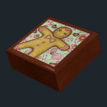 Gingerbröd Julens Smyckeskrin<br><div class="desc">En söt gingerbrödpojke omges av julburkar och kakor på den här lådan. Använda den här glasrutan som helgdag,  en presentlåda,  en keepsaklåda osv... designen kommer från originalteckningar.</div>