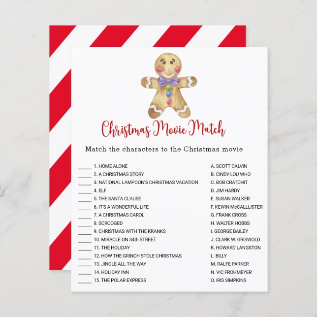 Gingerbröd - Julfilm Matchspel (Fram/baksida)