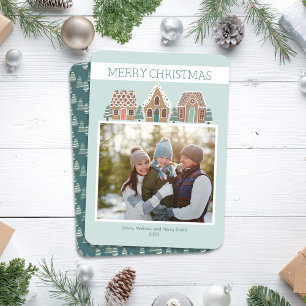 Gingerbröd Julfoto kort för familjen