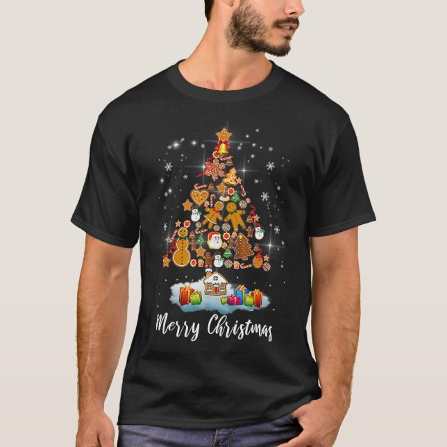 Gingerbröd Julgran Funny Pepparkaksgubbe D T Shirt (Framsida)