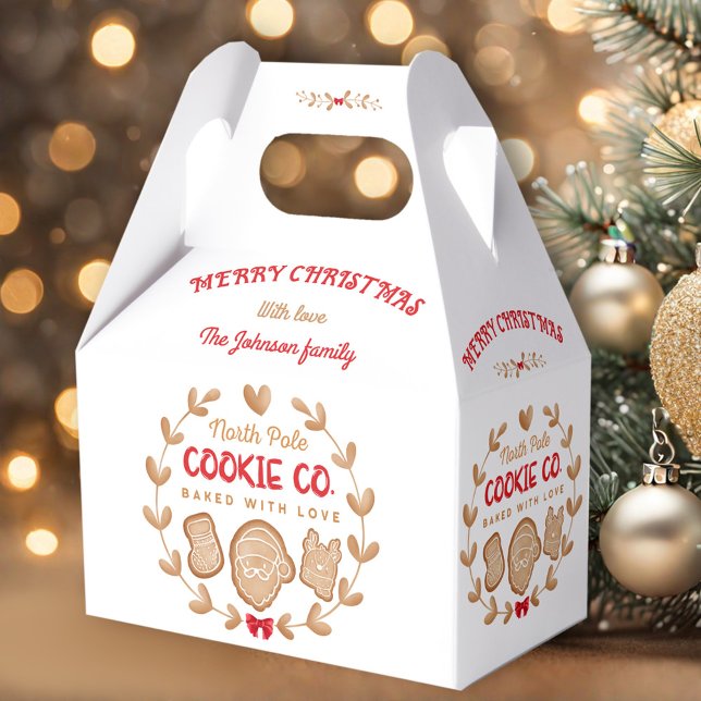 Gingerbröd - julkakor Exchange Red Namn Presentaskar (Gingerbread Christmas Cookies Exchange Red Name Favor Box)