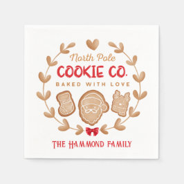 Gingerbröd julkakor Familj Namn Red Pappersservett