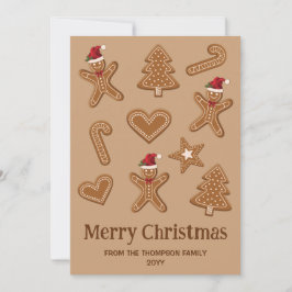 Gingerbröd julkakor Shapes on Brown Julkort