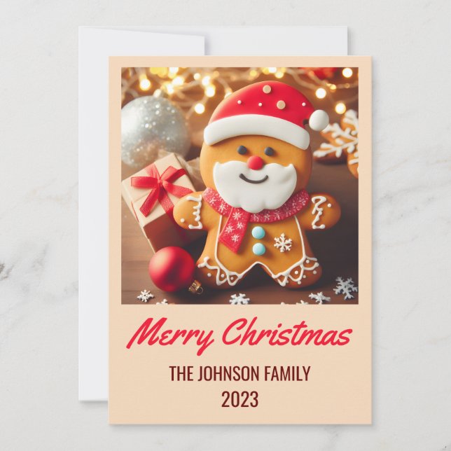 Gingerbröd Jultomten - God jul Julkort (Framsida)