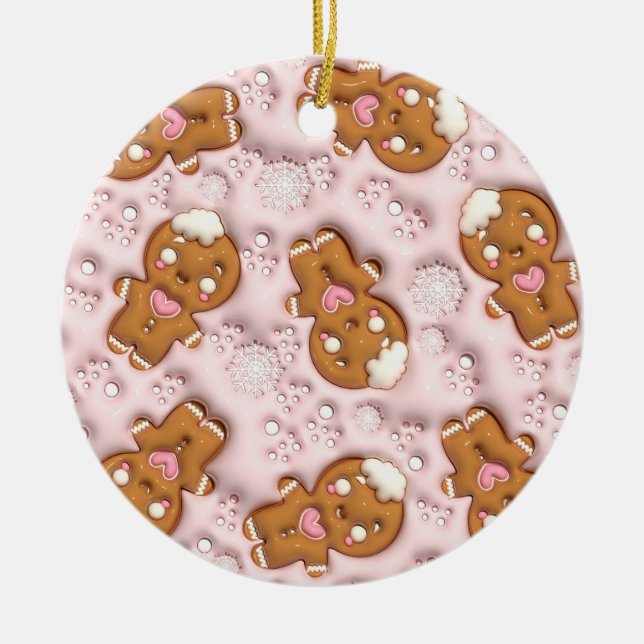 "Gingerbröd Kärlek Mönster Ornament" Julgransprydnad Keramik (Framsidan)
