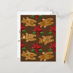 Gingerbröd Katt på Mörk Chocolate - Hand plockade Helg Vykort