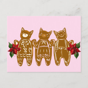 Gingerbröd Katt & Spun Sugar - Handmålat Vykort
