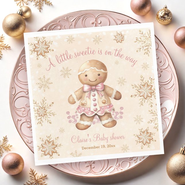 Gingerbröd Little Sweets Baby Shower Pappersservett (Gingerbread Little Sweetie Christmas Baby Shower Napkins)