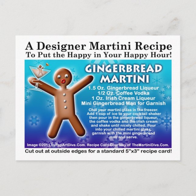 Gingerbröd Martini Recipe-vykort Vykort (Framsida)