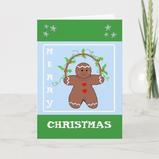Gingerbröd med Holly Hälsning Helgkort (Framsida)