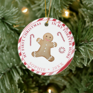 Gingerbröd Min första adoptionsgåva till julen Julgransprydnad Keramik