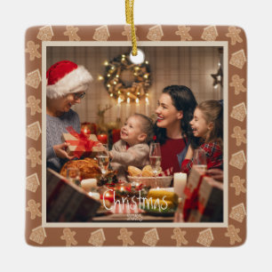 Gingerbröd Neutralt Julfoto Anpassningsbar Julgransprydnad Keramik