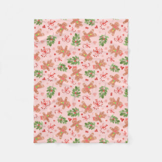 Gingerbröd och Holly Grenar SMALL ROSA Blanket Fleecefilt