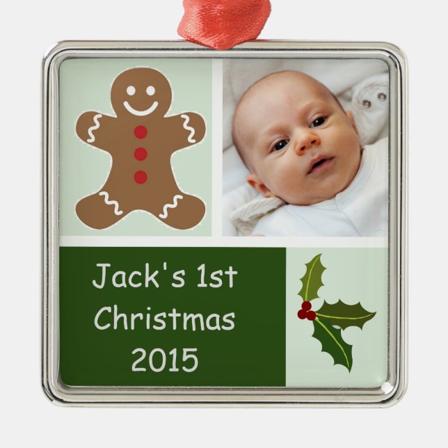Gingerbröd och Holly Julgransprydnad Metall (Framsidan)