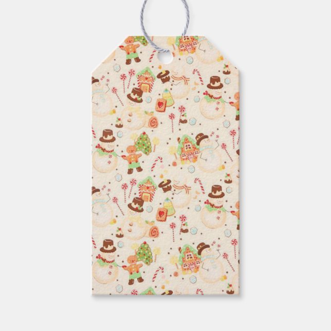 Gingerbröd och Snögubbe Presentetikett (Framsidan)