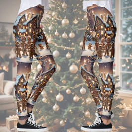 Gingerbröd och söt kryddbrödfamilj, roligt leggings