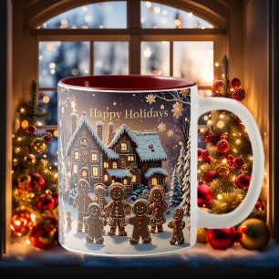Gingerbröd och söt kryddbrödfamilj Två-Tonad mugg