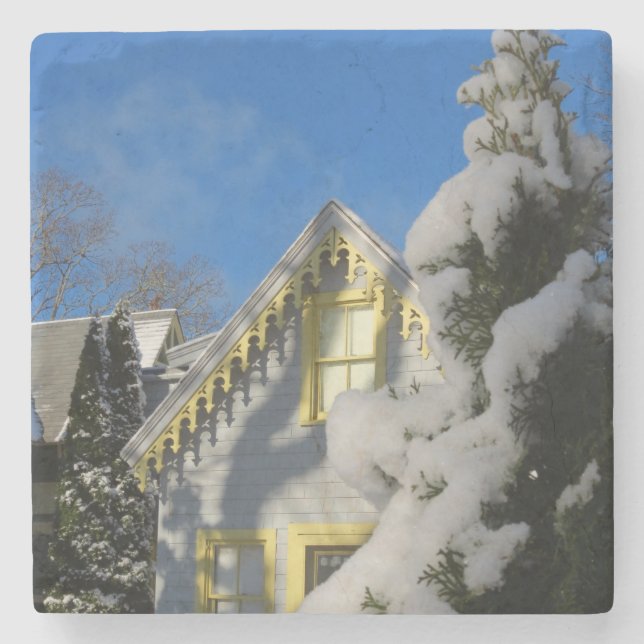 Gingerbröd och Winter Snö - Martha's Vineyard Stenunderlägg (Framsidan)