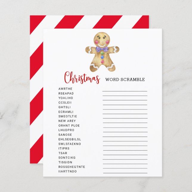 Gingerbröd - Ord-skämtkort (Fram/baksida)