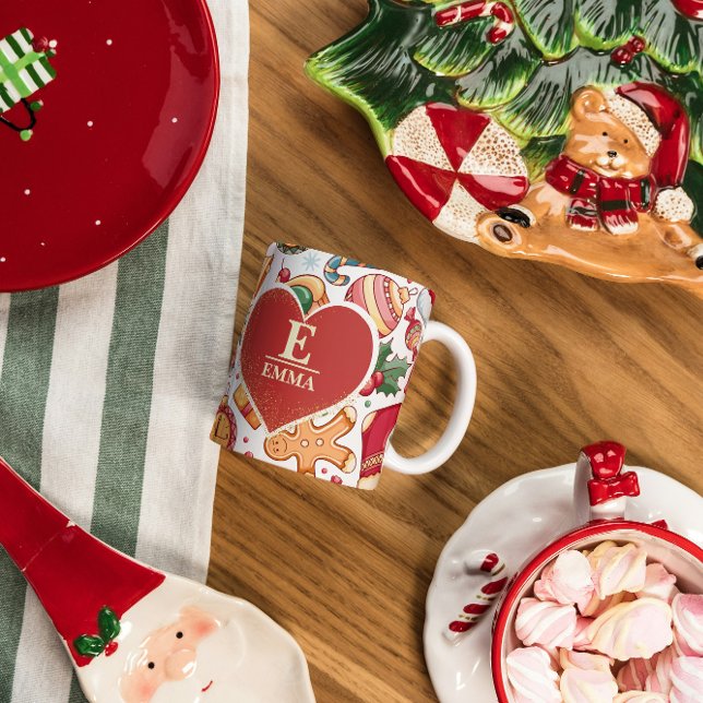 Gingerbröd Personlig Monogram och Namn jul Kaffemugg (Skapare uppladdad)