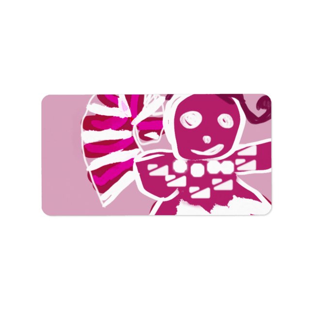 Gingerbröd rosa adressetikett (Framsidan)