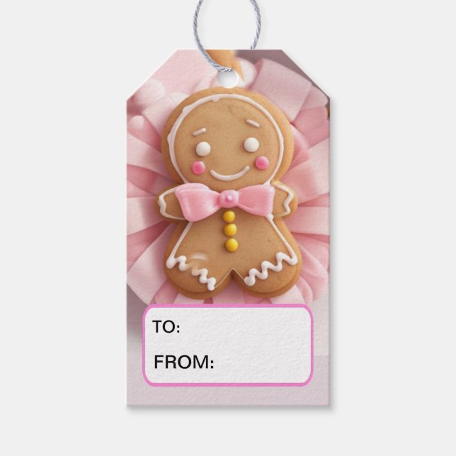 Gingerbröd/Rosa/Ribbon/Gift-Märkre Presentetikett (Framsidan)