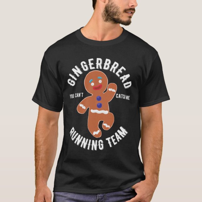 Gingerbröd RunTeam Roligt Gingerbröd jul T Shirt (Framsida)