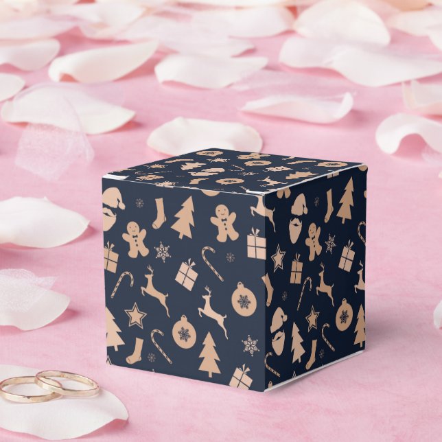 Gingerbröd, Santa och Julgran Mönster Presentaskar (Bröllop)