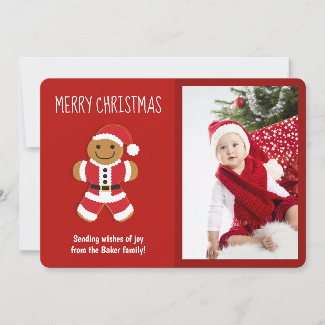 Gingerbröd Santa Photo jul - platta kort (Framsida)