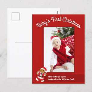 Gingerbröd Santa Red Photo Baby Första jul Helg Vykort