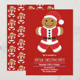 Gingerbröd Santa Red Virtuellare jul Party Inbjudningar
