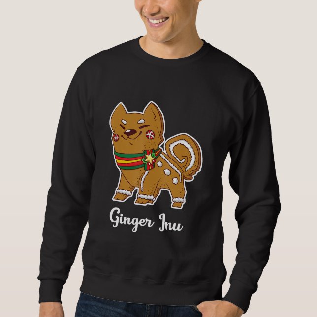 Gingerbröd shiba inu | Hund för julklapp Lång Ärmad Tröja (Framsida)