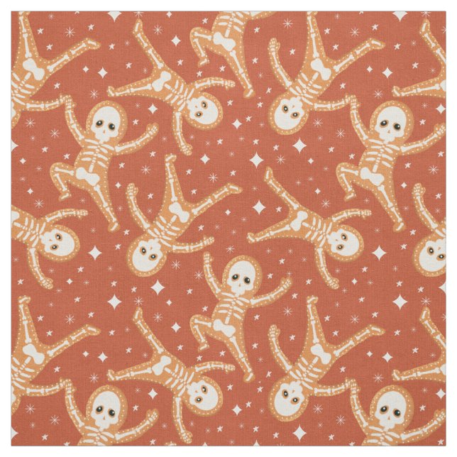 Gingerbröd Skeletons på Halloween-orange Tyg (Provkarta)