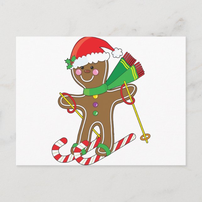 Gingerbröd Skier Vykort (Framsida)
