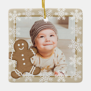 Gingerbröd Snowflake jul Helgdag Kid Photo Julgransprydnad Keramik