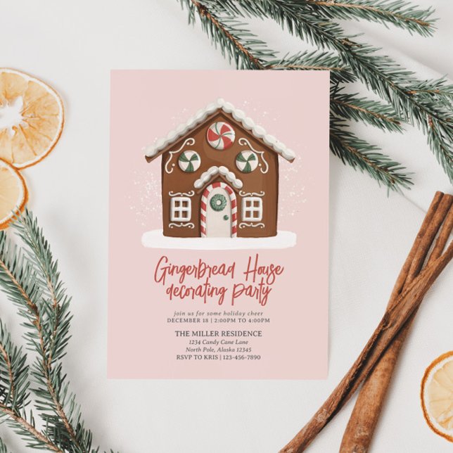 Gingerbröd som dekorerar inbjudan till julfest (Skapare uppladdad)