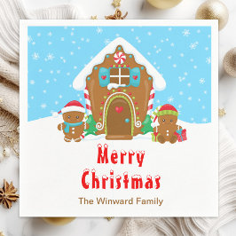 Gingerbröd som dekorerar ljusblått och rött Party Pappersservett