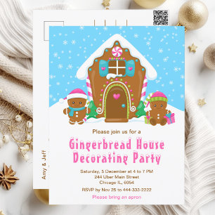 Gingerbröd som dekorerar Party Bright Blue och Ros Vykort