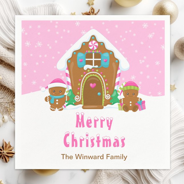 Gingerbröd som dekorerar Party Bright-Rosa Pappersservett (Skapare uppladdad)