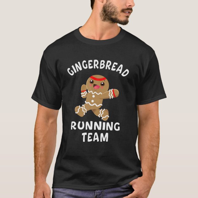 Gingerbröd som kör julkakan i teamet t shirt (Framsida)