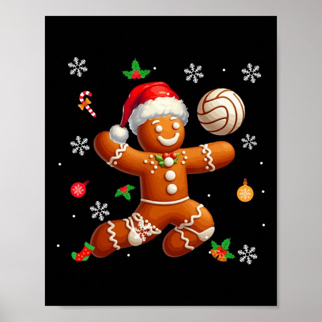 Gingerbröd spelar Volleyball-julspelaren Ki Poster (Framsidan)