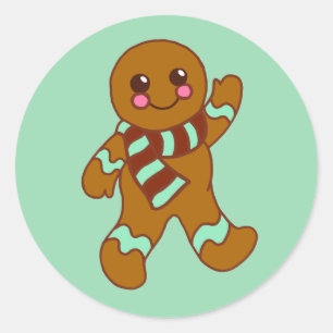 Gingerbröd Sticker Runt Klistermärke